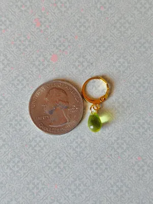 Handmade green mini teardrop Czech glass simple minimalist earrings💚 thumbnail 6