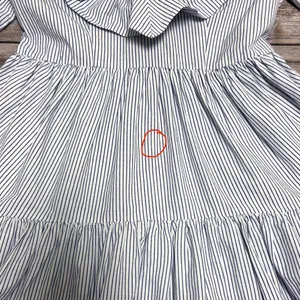 Saylor Blue White Stripe Zerina Plunging V Neck Puff Short Sleeve Mini Dress S thumbnail 11