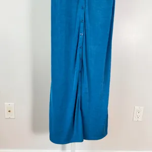 Morning Mist sz 10‎ Blue Button Front Maxi Dress Short Sleeve Fairy Feminine thumbnail 3