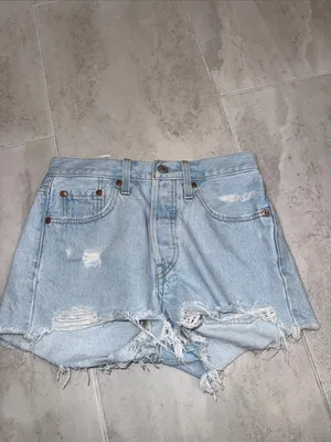 Levi's Light Blue Distressed 501 original Jean Shorts size 25 thumbnail 3
