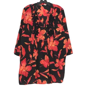 Soft Surroundings Tunic Top Dark Floral Cottage Boho Statement Black Red Medium thumbnail 5