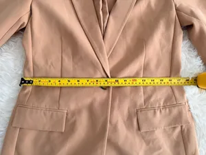 The Drop Blake Long Blazer in Praline, Size XS Tan thumbnail 6