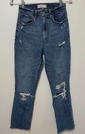 Abercrombie & Fitch The Ankle Straight Ultra High Rise Curve Love Size 26 / 2 thumbnail 1
