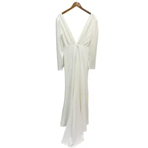 Lulus Stunning Romance White Long Sleeve Mermaid Maxi Dress size Small NWT thumbnail 3
