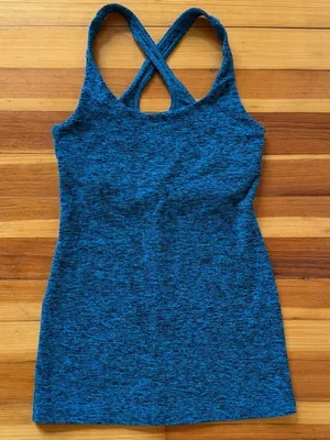 Beyond Yoga Carefree Cut-Out Cami Yoga Tank Top in Space Dye Blue Size S thumbnail 1