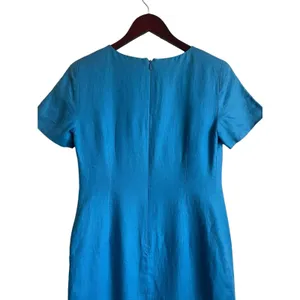 VTG Talbots‎ Women Irish Linen Midi Dress 4 Blue Sheath Career Timeless Classic thumbnail 3
