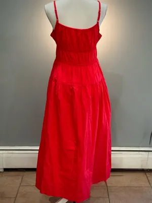 Red Sim & Sam Milkmaid Midi Sundress Size M EUC thumbnail 2