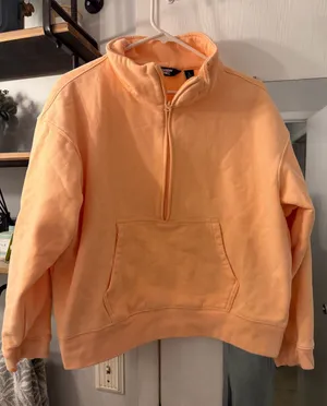 Land’s End Cozy Quarter-Zip Pullover Sweater in Peach thumbnail 1