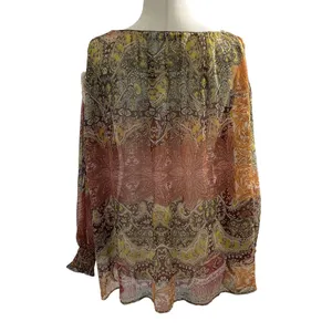 Zara Women Size Medium Blouse Sheer Bohemian Long Sleeve 7-216 thumbnail 4