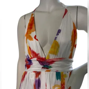 LORAGAL Floral Deep V Neck Floral Ruched Cinch Waist Maxi Dresses-Large NWT thumbnail 5