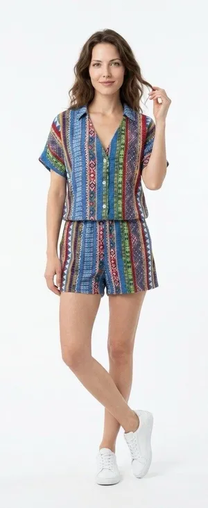 Flying Tomato Women’s Boho Short Set Large thumbnail 1