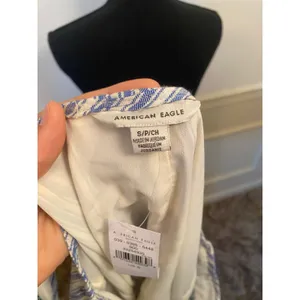 NWT American Eagle Blue and White Striped Button Front Mini Dress Tie Back thumbnail 7
