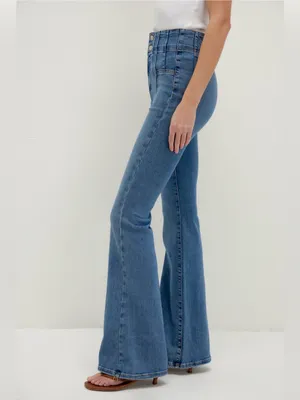 Free‎ People We The Free Jayde Flare Jeans in Sunburst Blue Size 29 thumbnail 3