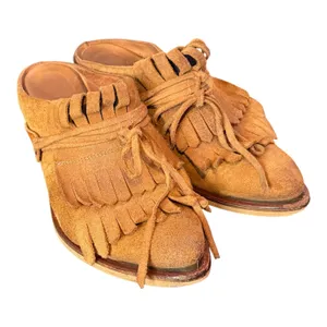 SixtySeven Suede Fringe Mules Womens 40 US 9 9.5 Western Kiltie Pointed Toe thumbnail 1