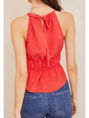 Bella Dahl Red Sleeveless Peplum Top Size Small thumbnail 2