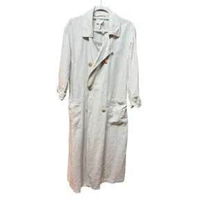 Avec Les Filles Oversized Light‎ Tan Linen Trench Coat Sz S Linencore Neutral thumbnail 7