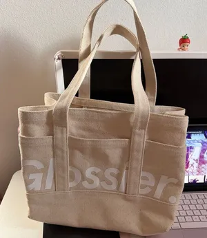 glossier utility tote bag Tan thumbnail 1