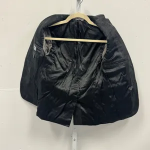 DKNY Black Faux Leather Textured Blazer Jacket Womens Size 10R Two Button Career thumbnail 3