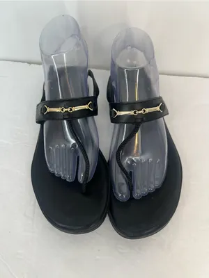 ARKET Black Leather Thong Sandals Women’s EU 38 with gold made in Portugal thumbnail 7