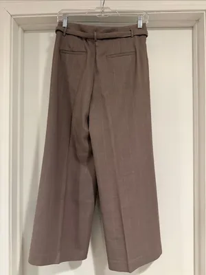 Ann Taylor Taupe Wide-Leg Cropped Pants with Belt thumbnail 4