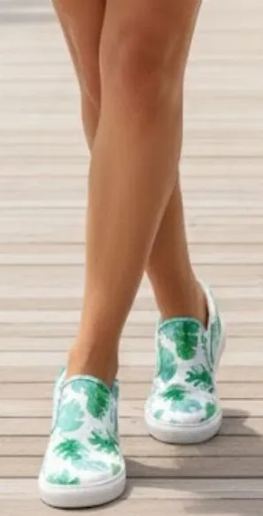 J. Crew White and Green Women's Sneakers thumbnail 1