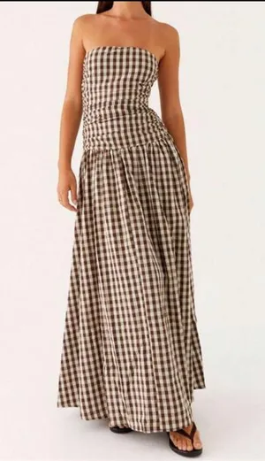 Boutique Brown checkered maxi Dress thumbnail 2