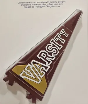 New! Two Bogg Bag Bogg Bits Varsity Pennant Charms Maroon Gold School Spirit thumbnail 1