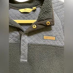Vineyard‎ Vines Mixed Media Sherpa Shep Shirt Pullover in Blue Quilted Fleece L thumbnail 3