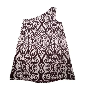 New York & Company Eva Mendes Dress Women Large Burgundy Ikat One Shoulder NWT‎ thumbnail 2