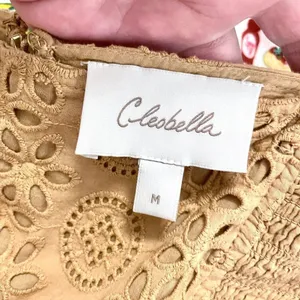 Cleobella Seraphina Midi Dress Eyelet Tan Yellow M Boho Chic Western Romantic thumbnail 3