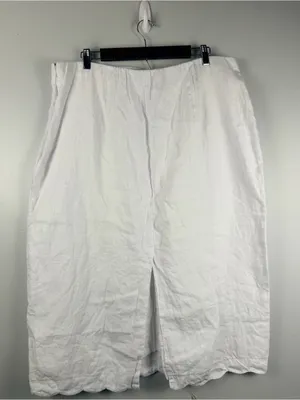 Abercrombie & Fitch Premium Linen Scallop-Hem Midi Skirt size XL white thumbnail 4