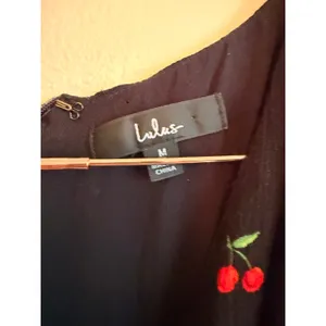 Lulus Mini Dress Women Medium Black Cherry Print Cherish‎ You Surplice Flutter thumbnail 5