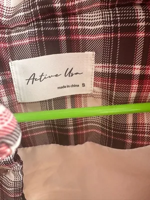 Active USA Plaid Puffer Vest in Burgundy and White thumbnail 2