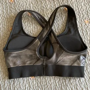 Under Armour metallic silver sports bra thumbnail 2