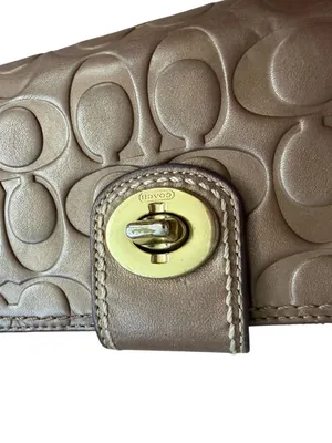 COACH Bronze Leather Kisslock Clutch Zip Wallet thumbnail 8