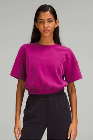 Lululemon Softstreme Gathered T-Shirt Women's 10 Magenta Purple thumbnail 1