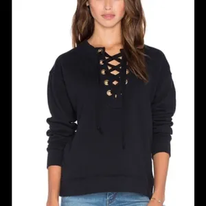 J.O.A. black lace up long sleeve sweatshirt. NWT thumbnail 3