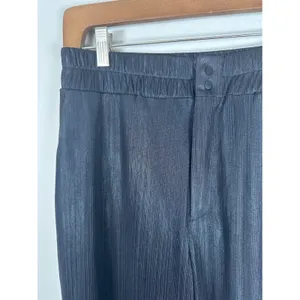 Revolve H:ours Plisse‎ Jogger Pants Women Size M Black Metallic High Rise thumbnail 3