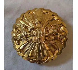 Heraldic Lion Rampant Knight Crest Metal Belt Buckle Gold Tone 80s 1.5" Wide EUC thumbnail 1