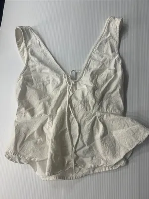 Free People Women’s White Peplum Tie-Front Camisole thumbnail 6