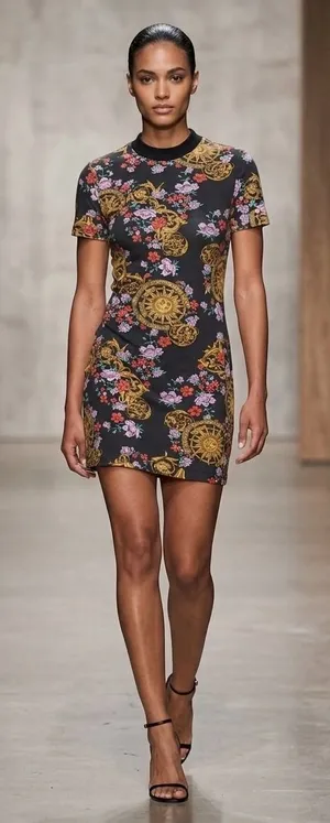 Versace Jeans Couture Sunflower Baroque Floral T-Shirt Dress -‎ Tailored Mini thumbnail 1