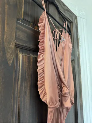 Charlotte Russe Satin Rose Pink Strappy Surplice Teddy Bodysuit thumbnail 2