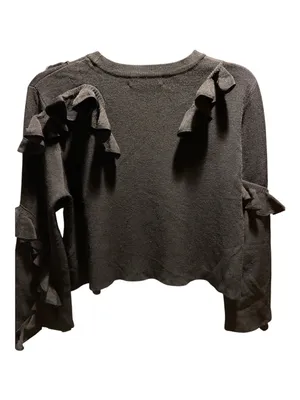 Milly Black Ruffle Cropped Sweater size medium thumbnail 2