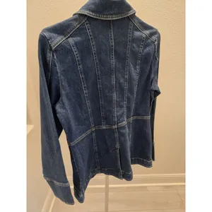 Lands' End Safari Field Size XS 2-4 Denim Jacket Dark Wash 4 Flap Pocket Women thumbnail 4