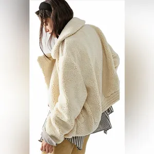 Free People We The Free Joplin Cozy Jacket Cream Sherpa‎ Coat Womens Size L thumbnail 5