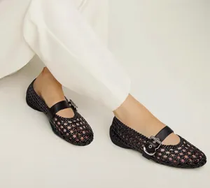 Bouwno Woven Ballet Flats Mesh Mary Jane Flats Comfortable Buckle Strap size 5.5 thumbnail 1