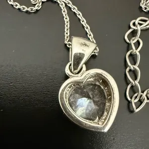 925 Sterling Silver Heart Clear CZ Pendant Necklace 4g. thumbnail 12
