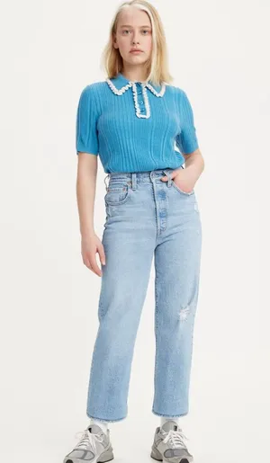 Levi's RIBCAGE STRAIGHT ANKLE WOMEN'S JEANS Samba Done - Light Wash size 29 thumbnail 1