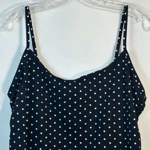 Lands End Black White Polka Dot Tankini Swim Top Size 16 Adjustable Straps thumbnail 3