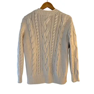Banana Republic Snow Day Cable Knit Sweater Small Oversized Cream Cotton Wool thumbnail 3